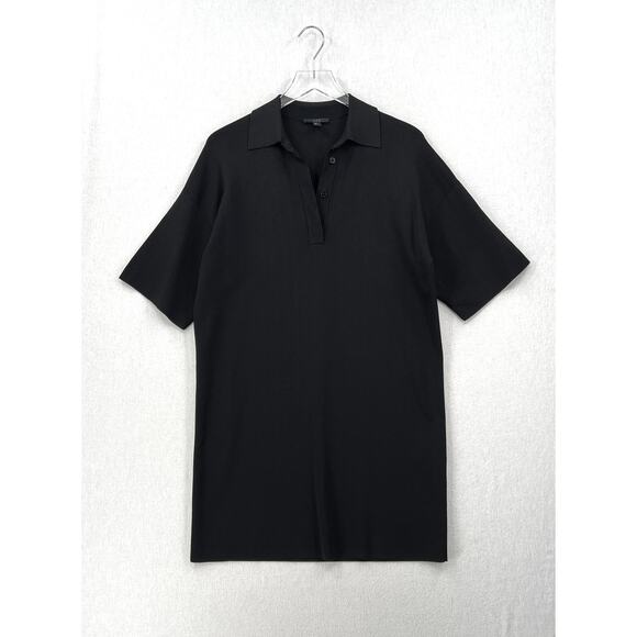 COS Knitted Polo Dress Womens XS Black Short Sleeve Collared Short Mini - Picture 3 of 13
